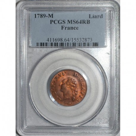 Gad 348 - LOUIS XVI -  LIARD - 1789 M - SUP GRADE PCGS MS 64