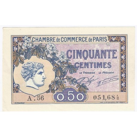 PARIS (75) - 50 CENTIMES 1920 - CHAMBRE DE COMMERCE DE PARIS - NEUF