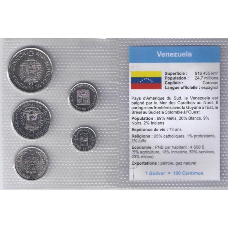 VENEZUELA - SERIE 5 PIECES - 1989-1990 - ED. CLUB FRANCAIS DE LA MONNAIE