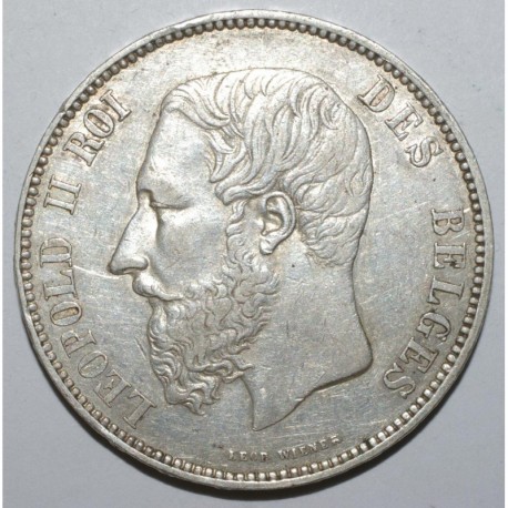 BELGIUM - KM 24 - 5 FRANCS 1866 - POINT APRES LE F - LEOPOLD II -  TTB