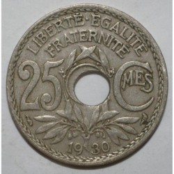 GADOURY 380 - 25 CENTIMES 1930 TYPE LINDAUER -Trou décentré TTB - KM 867