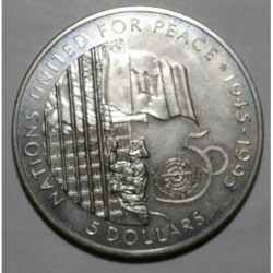 BARBADOS - KM 62 - 5 DOLLARS 1995 - 50 years of U.N. - NATIONS UNITED FOR PEACE