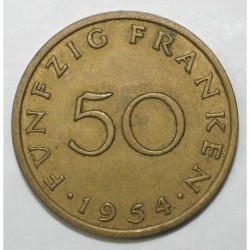ALLEMAGNE - SARRE - KM 3 - 50 FRANKEN 1954 - ECU A LA CROIX LATINE