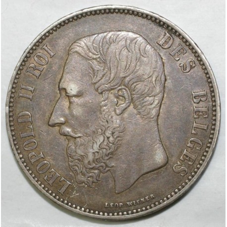 BELGIUM - KM 24 - 5 FRANCS 1866 - POINT APRES LE F - LEOPOLD II -  TTB