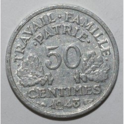 GADOURY 425 - 50 CENTIMES 1943 - TYPE BAZOR - Légère - KM 914