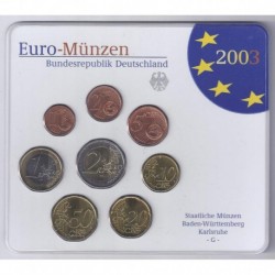 GERMANY - Set of 8 euro coins 2003 G - Karlsruhe