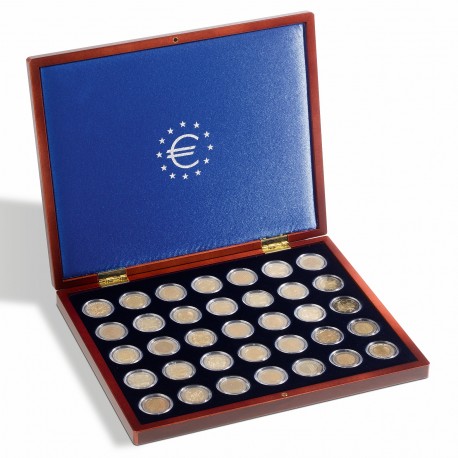 COFFRET NUMISMATIQUE VOLTERRA UNO DE LUXE POUR 35 PIECES DE 2 EUROS AVEC CAPSULES - REF 343379