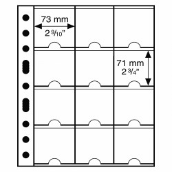 Set of 5 GRANDE Plastic Stock Pages with 12 compartments 73 x 71 mm (Suitable for Coin Holders 67x67mm)