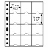 Set of 5 GRANDE Plastic Stock Pages with 12 compartments 73 x 71 mm (Suitable for Coin Holders 67x67mm)