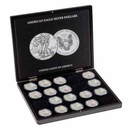 COIN BOX FOR 20 COINS UNDER CAPSULES SILVER EAGLE, PANDA, MAPLE LEAF, KOALA, ETC