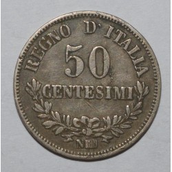 ITALIE - KM 14.2 - 50 CENTESIMI 1867 N - Naple - Coup sur le listel