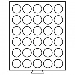 Médailliers MB cases rondes de 21.5 à 41 mm - Format extérieur 236 x 303 x 20 mm