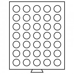 Médailliers MB cases rondes de 21.5 à 41 mm - Format extérieur 236 x 303 x 20 mm