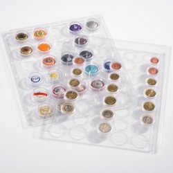 Set of 2 ENCAP sheets for coins and champagne caps in capsule (round, Quadrum and Slabs)