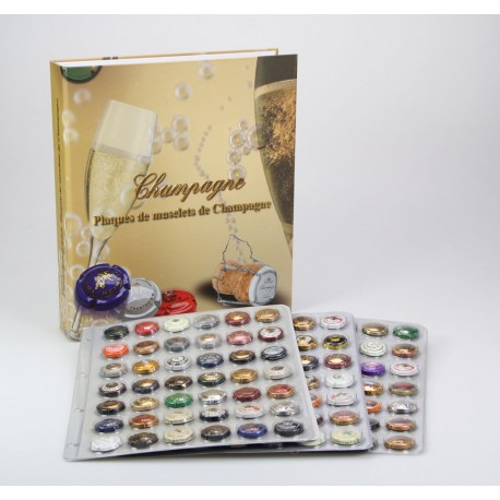 ALBUM GRAND FORMAT POUR CAPSULES DE CHAMPAGNE + 4 FEUILLES ET INTERCALAIRES - REF 7880/SAFE