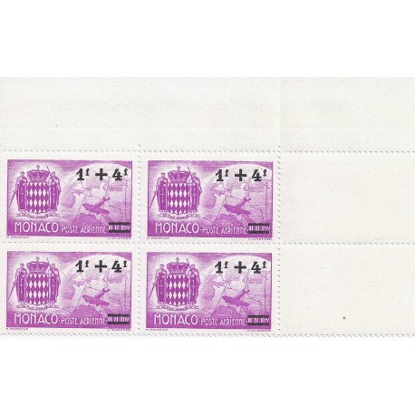 Y&T 12 - MONACO - 1945 - BLOC 4 TIMBRES - POSTE AERIENNE