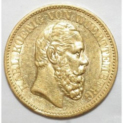 ALLEMAGNE - WURTTEMBERG - KM 622 - 20 MARK 1872 F - Stuttgart - Karl I - OR