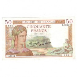 FAY 17/17 - 50 FRANCS CERES - 26/09/1935 - SUP TACHE - PICK 81