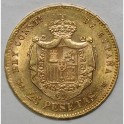 SPAIN - KM 673 - 25 PESETAS 1880 - OR - SUP