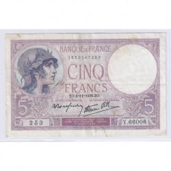 FAY 04/14 - 5 FRANCS VIOLET - 02/11/1939 - TRES TRES BEAU - PICK 83