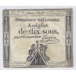 ASSIGNAT DE 10 SOUS - SERIE 1302 - 24/10/1792 - DOMAINES NATIONAUX