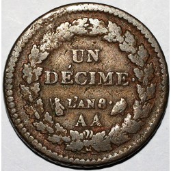 FRANCE - KM 644.1 - 1 DECIME 1799 - 1800 AN 8 AA - Metz