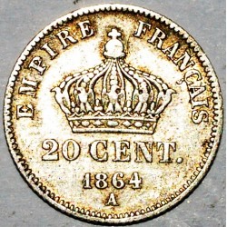 GADOURY 308 - 20 CENTIMES 1864 A Paris TYPE NAPOLEON III - TB+ - KM 805