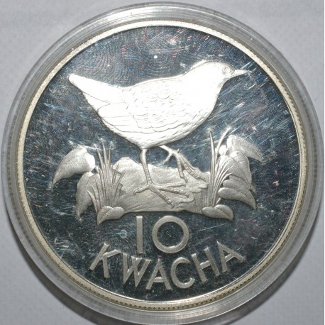 ZAMBIA - KM 25 - 10 KWACHA 1986 - BIRD - White-winged flufftail