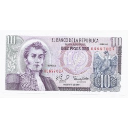 COLOMBIA - PICK 407 g - 10 PESOS ORO - 07.08.1980 - NEUF