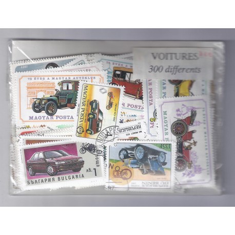 A BATCH OF 300 STAMPS OF CARS