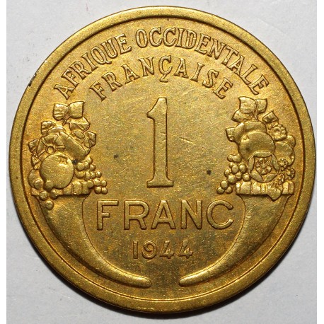 AFRIQUE OCCIDENTALE FRANCAISE - KM 2 - 1 FRANC 1944