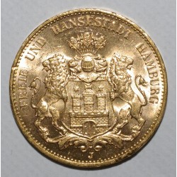 GERMAN STATES - HAMBURG - KM 618 - 20 MARK 1913 J - GOLD - XF / UNC