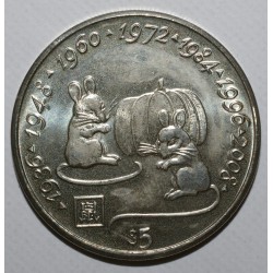 LIBERIA - KM 351 - 5 DOLLARS 1997 - JAHR DER RATTE