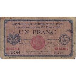 COUNTY 69 - LYON - CHAMBER OF COMMERCE - 1 FRANC 1918 - F