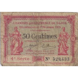 COUNTY 21 - DIJON - CHAMBER OF COMMERCE - 50 CENTIMES - 1/12/1919 - F