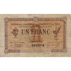 COUNTY 81 - TARN - CHAMBER OF COMMERCE - 1 FRANC 1914 - VF