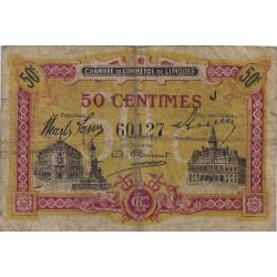 COUNTY 87 - LIMOGES - CHAMBER OF COMMERCE - 50 CENTIMES 1923 - F