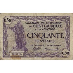 COUNTY 36 - CHATEAUROUX - CHAMBER OF COMMERCE - 50 CENTIMES - 11/08/1920 - VF