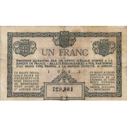 80 - AMIENS - CHAMBRE DE COMMERCE - 1 FRANC 1922 - TRES TRES BEAU