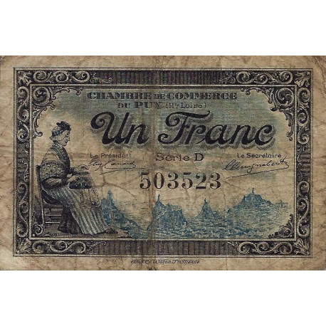 43 - LE PUY - CHAMBRE DE COMMERCE - 1 FRANC 1915 - TRES BEAU