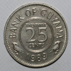 GUYANA - KM 34 - 25 CENTS 1989 - UNC