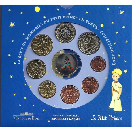 FRANCE - COFFRET BRILLANT UNIVERSEL PETIT PRINCE 2003 - 8 pièces + 1 Jeton