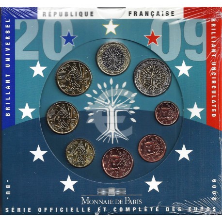 FRANCE - COIN SET BU EURO 2009 - 8 COINS - MONNAIE DE PARIS