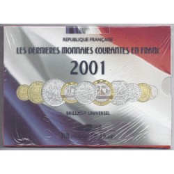 FRANCE - COFFRET  BRILLANT UNIVERSEL 2001 - 10 PIECES