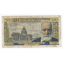 FRANCE - PICK 137 - OVERPRINT 5 NF ON 500 FRANCS VICTOR HUGO - 12/02/1959 - F