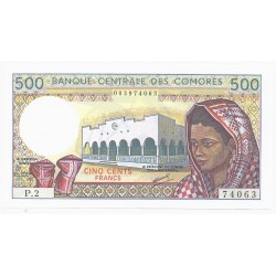 COMORES - PICK 10 a - 500 FRANCS - 1986 - NEUF