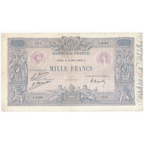 FAY 36/42 - 1000 FRANCS BLEU ET ROSE - 18/03/1926 - TRES BEAU+ - PICK 67