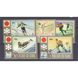 TCHAD - 5 TIMBRES - 25, 75 130, 150 ET 200 FRANCS - 1972 - JO DE SAPPORO