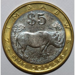 SIMBABWE - KM 13 - 5 DOLLAR 2001 - NASHORN