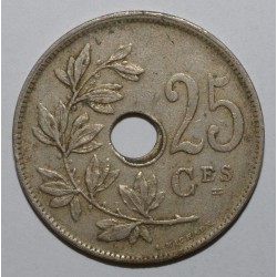 BELGIUM - KM 68 - 25 CENTIMES 1923 - DECENTERED HOLE